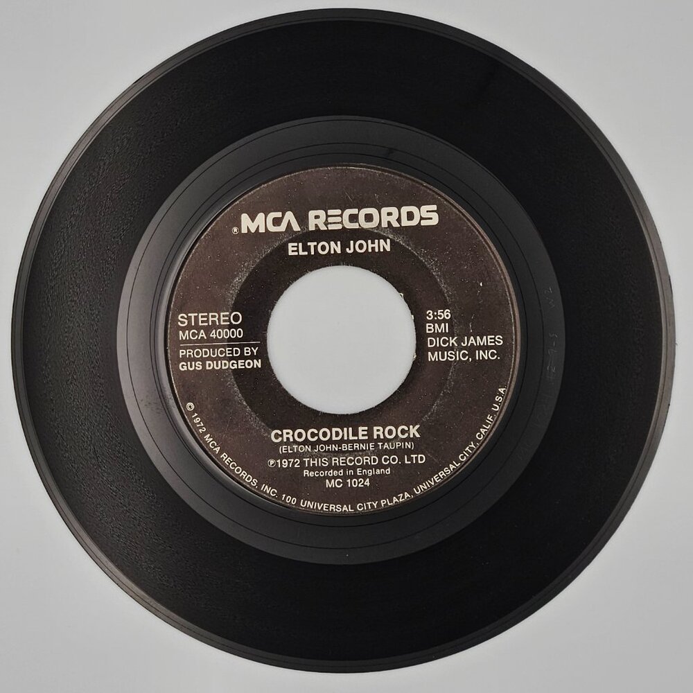 Elton John 45 rpm - Crocodile Rock / Elderberry Wine Single Vinyl Record